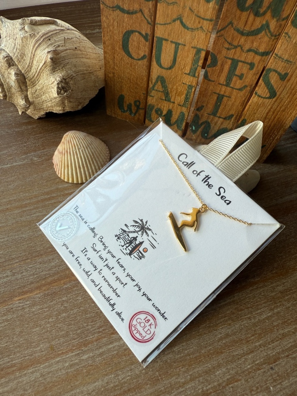 Gold Surfer Pendant Necklace - Picture 8 of 14